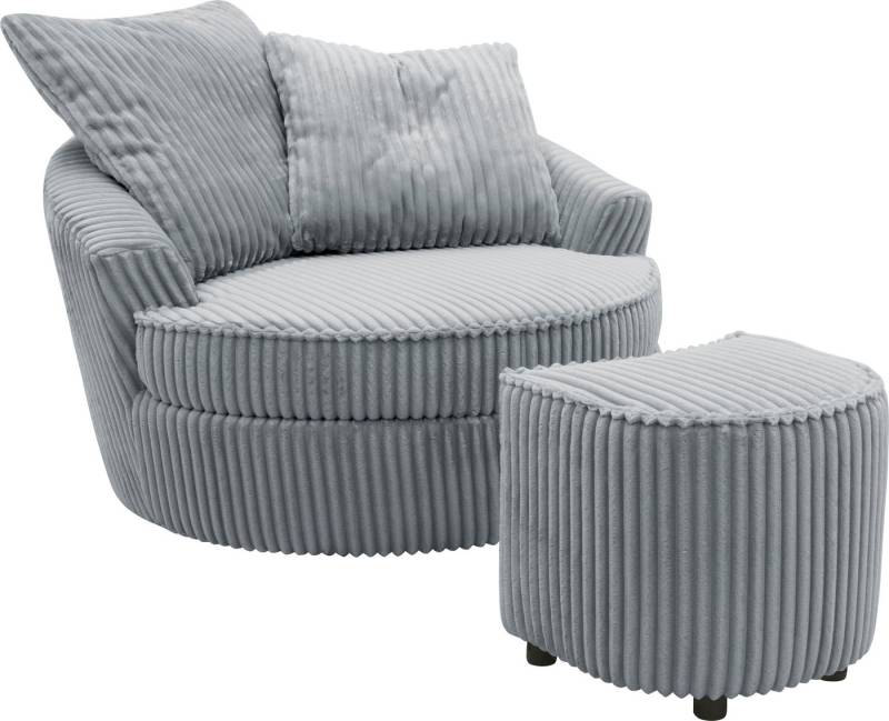 INOSIGN Drehsessel AMECA, Relaxsessel mit Drehfunktion und Hocker, 122 x 126 x 76 cm, (Set, 2-St), Love-Seat XXL und Lesesessel in Megacord von INOSIGN