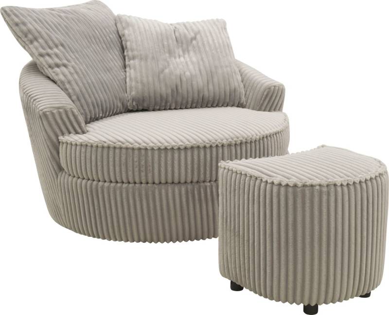 INOSIGN Drehsessel AMECA, Relaxsessel mit Drehfunktion und Hocker, 122 x 126 x 76 cm, (Set, 2-St), Love-Seat XXL und Lesesessel in Megacord von INOSIGN