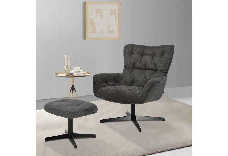 INOSIGN Drehsessel VERGAS Ohrensessel mit Hocker im Set, Relaxsessel mit 360-Grad-Drehfunktion u. Hocker, Web-Stoff von INOSIGN