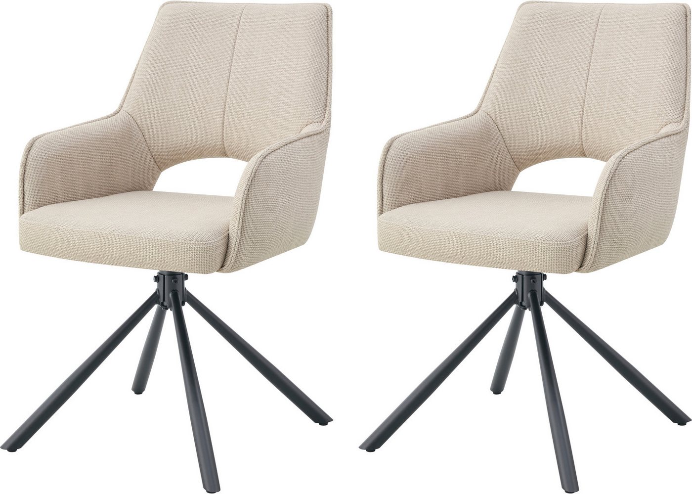 INOSIGN Drehstuhl BELLEVILLE, 2er Set, mit Metallgestell in matt schwarz (Set, 2 St), in verschiedenen Farben, Belsatbarkeit pro Stuhl 120 kg, 360° drehbar von INOSIGN