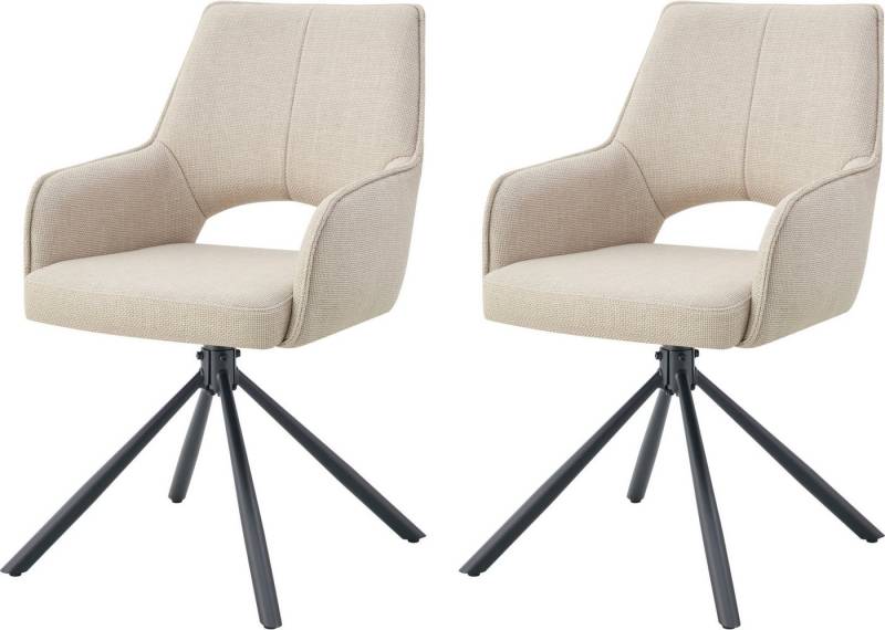 INOSIGN Drehstuhl BELLEVILLE, 2er Set, mit Metallgestell in matt schwarz (Set, 2 St), in verschiedenen Farben, Belsatbarkeit pro Stuhl 120 kg, 360° drehbar von INOSIGN