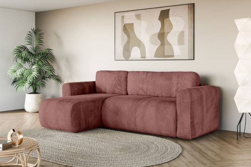 INOSIGN Ecksofa Zacharia wahlweise Schlafsofa mit Bettkasten, B/T/H 250/166/86 cm, L-Form mit Wellenunterfederung, Recamiere beidseitig montierbar von INOSIGN
