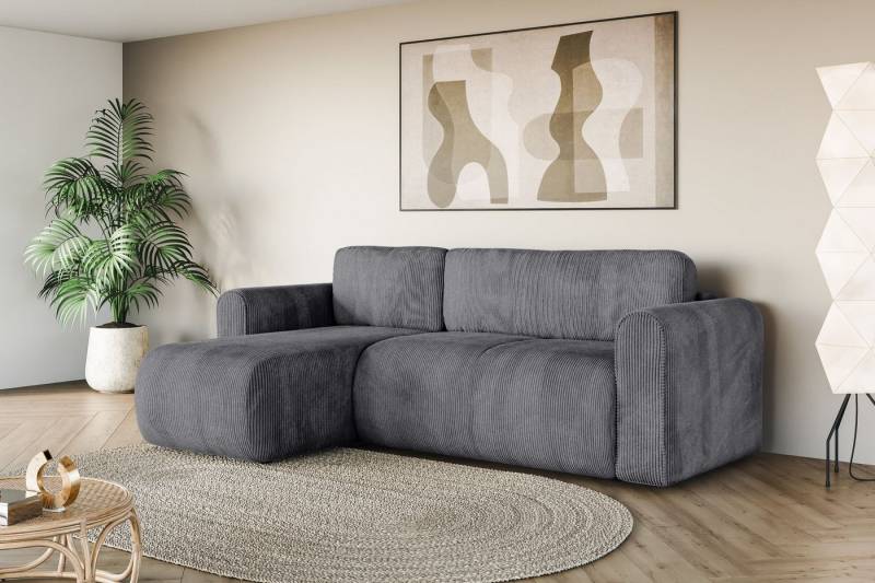 INOSIGN Ecksofa Zacharia wahlweise Schlafsofa mit Bettkasten, B/T/H 250/166/86 cm, L-Form mit Wellenunterfederung, Recamiere beidseitig montierbar von INOSIGN