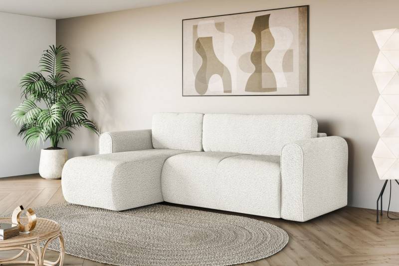 INOSIGN Ecksofa Zacharia wahlweise Schlafsofa mit Bettkasten, B/T/H 250/166/86 cm, L-Form mit Wellenunterfederung, Recamiere beidseitig montierbar von INOSIGN