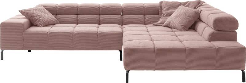 INOSIGN Ecksofa Ancona New, wahlweise motorische Sitztiefenverstellung, auch in Cord, feine Steppung, mit Kopfteilverstellung, 3 Zierkissen, L-Form von INOSIGN