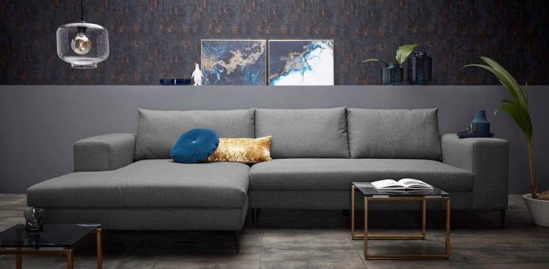 INOSIGN Ecksofa Aurora, L-Form, mit extra breiter Recamiere, 324 x 170 cm (BxT), Designsofa mit tollem Sitzkomfort, extra hohe Metallfüße schwarz von INOSIGN