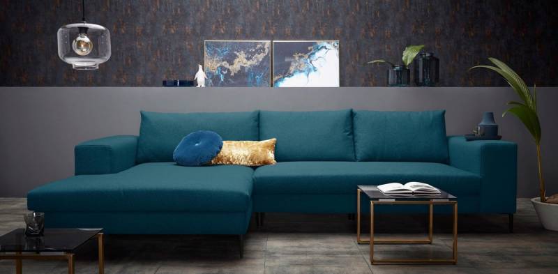 INOSIGN Ecksofa Aurora, L-Form, mit extra breiter Recamiere, 324 x 170 cm (BxT), Designsofa mit tollem Sitzkomfort, extra hohe Metallfüße schwarz von INOSIGN