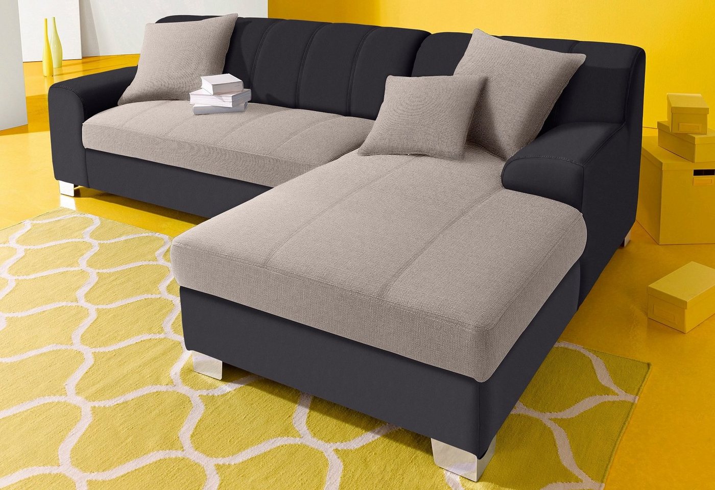 INOSIGN Ecksofa Turah incl. Zierkissen, moderne Steppung, auch in Leder, wahlweise mit Bettfunktion, Schlafsofa, B/T/H: 239/152/75 cm, L-Form von INOSIGN