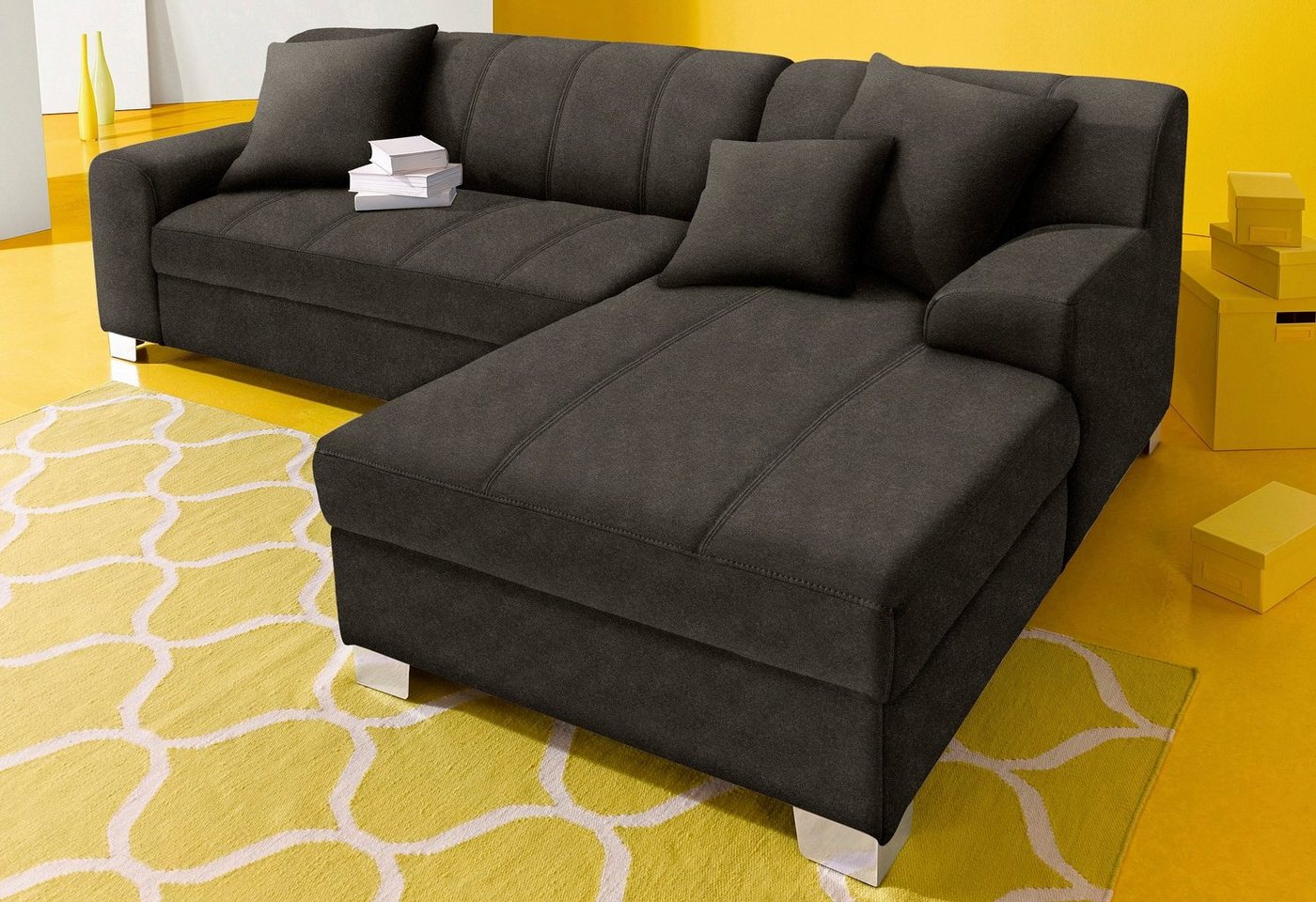 INOSIGN Ecksofa Turah incl. Zierkissen, moderne Steppung, auch in Leder, wahlweise mit Bettfunktion, Schlafsofa, B/T/H: 239/152/75 cm, L-Form von INOSIGN