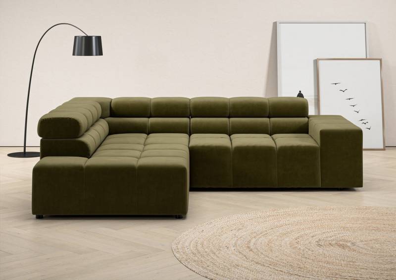INOSIGN Ecksofa Ancona, incl. Kopfteilverstellung + 3 Zierkissen, L-Form, bequem, wahlweise motorische Sitztiefenverstellung, B/T(H: 249/215/70 cm von INOSIGN