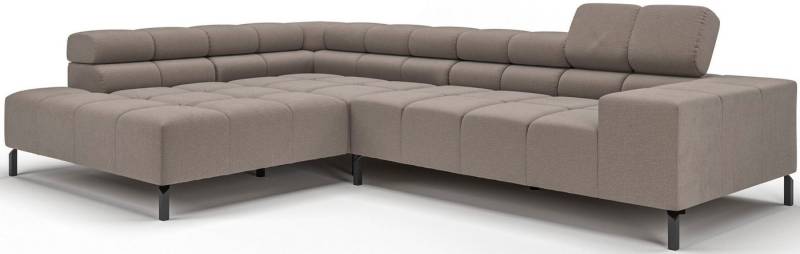 INOSIGN Ecksofa Ancona New, wahlweise motorische Sitztiefenverstellung, auch in Cord, feine Steppung, mit Kopfteilverstellung, 3 Zierkissen, L-Form von INOSIGN