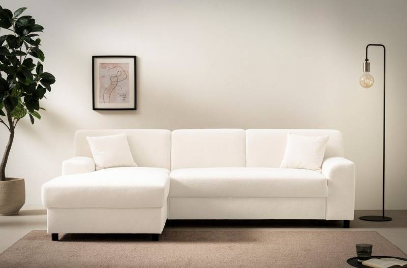 DOMO collection Ecksofa Turah 2, L-Form, Cord oder Luxus-Microfaser, komfortabler Federkern, B/T/H: 241/146/79 cm, incl. Zierkissen, wahlweise mit Bettfunktion von DOMO collection