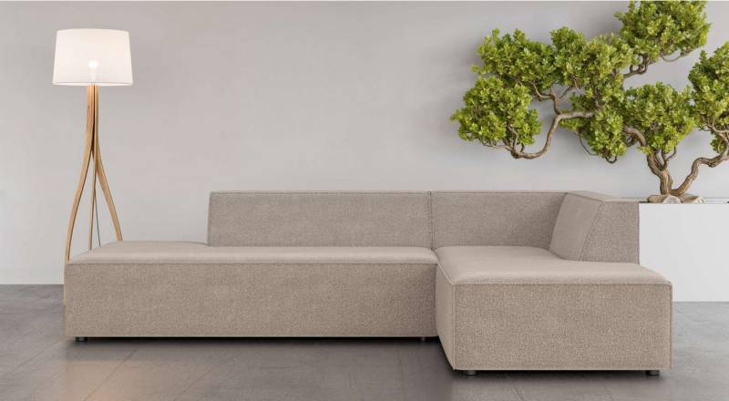 INOSIGN Ecksofa Ecksofa Cavan mit Ottomane links oder rechts bestellbar, L-Form mit Wellenunterfederung, Maße B/T/H: 270/180/72 cm von INOSIGN