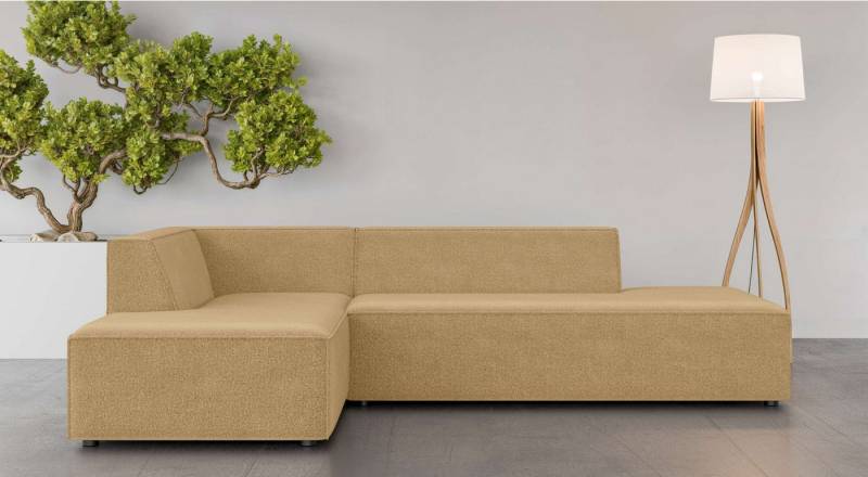INOSIGN Ecksofa Ecksofa Cavan mit Ottomane links oder rechts bestellbar, L-Form mit Wellenunterfederung, Maße B/T/H: 270/180/72 cm von INOSIGN