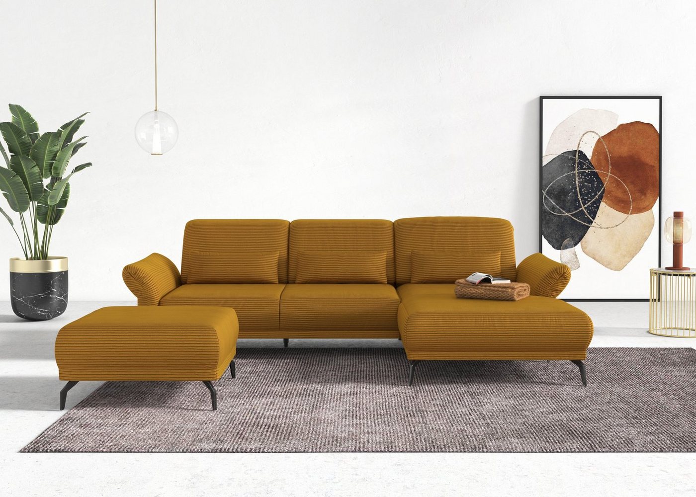 INOSIGN Ecksofa Coco, Sitztiefen-, Arm- und Kopfteilverstellung, Cord-Bezug, Fußhöhe 15 cm von INOSIGN