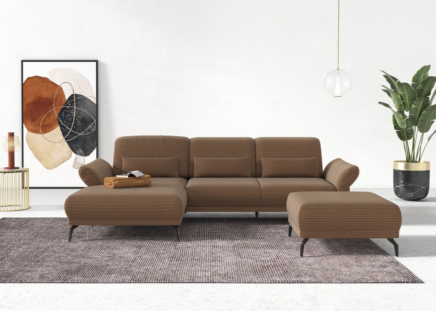 INOSIGN Ecksofa Coco, Sitztiefen-, Arm- und Kopfteilverstellung, Cord-Bezug, Fußhöhe 15 cm von INOSIGN