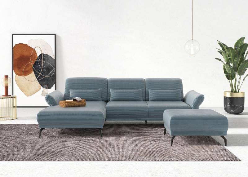 INOSIGN Ecksofa Coco L-Form, Sitztiefen-, Arm- und Kopfteilverstellung, Cord-Bezug, Fußhöhe 15 cm von INOSIGN