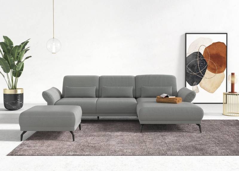 INOSIGN Ecksofa Coco L-Form, Sitztiefen-, Arm- und Kopfteilverstellung, Cord-Bezug, Fußhöhe 15 cm von INOSIGN