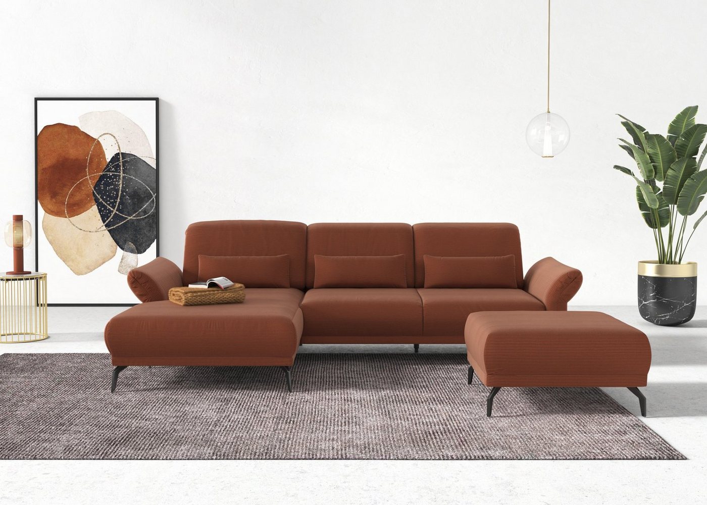 INOSIGN Ecksofa Coco, Sitztiefen-, Arm- und Kopfteilverstellung, Cord-Bezug, Fußhöhe 15 cm von INOSIGN