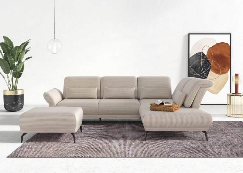 INOSIGN Ecksofa Coco L-Form, Sitztiefen-, Arm- und Kopfteilverstellung, Cord-Bezug, Fußhöhe 15 cm von INOSIGN