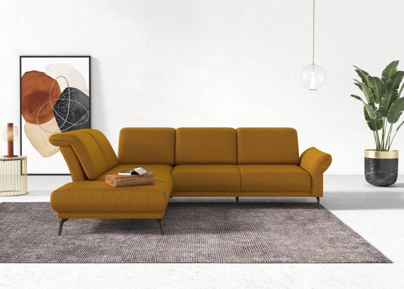 INOSIGN Ecksofa Coco L-Form, Sitztiefen-, Arm- und Kopfteilverstellung, Cord-Bezug, Fußhöhe 15 cm von INOSIGN