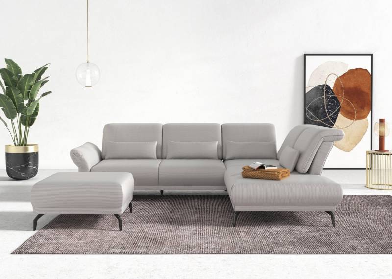 INOSIGN Ecksofa Coco L-Form, Sitztiefen-, Arm- und Kopfteilverstellung, Cord-Bezug, Fußhöhe 15 cm von INOSIGN