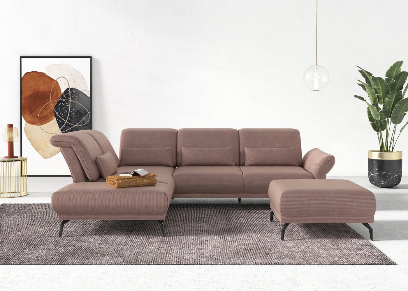 INOSIGN Ecksofa Coco, Sitztiefen-, Arm- und Kopfteilverstellung, Cord-Bezug, Fußhöhe 15 cm von INOSIGN