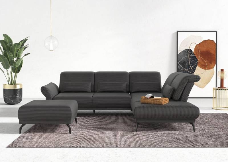 INOSIGN Ecksofa Coco L-Form, Sitztiefen-, Arm- und Kopfteilverstellung, Cord-Bezug, Fußhöhe 15 cm von INOSIGN