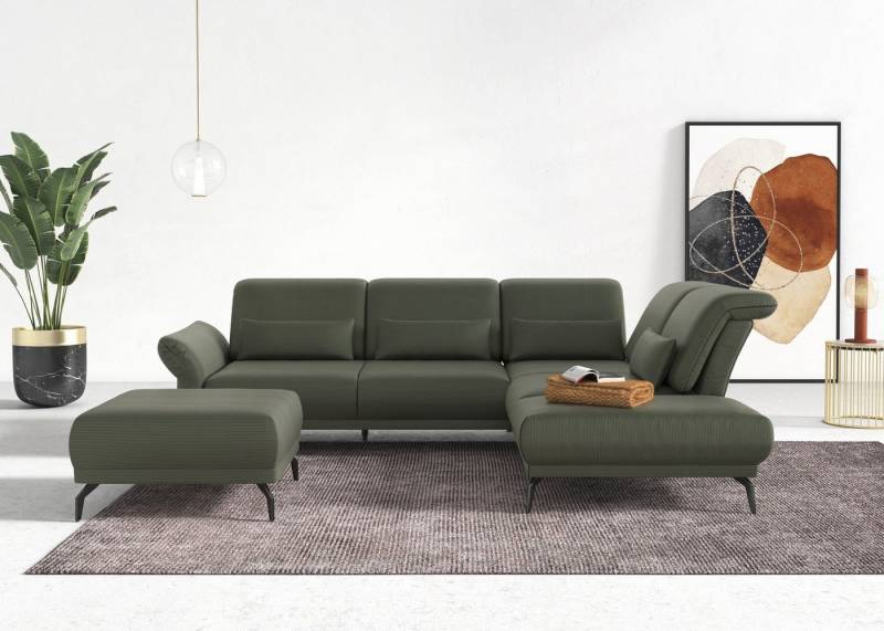INOSIGN Ecksofa Coco L-Form, Sitztiefen-, Arm- und Kopfteilverstellung, Cord-Bezug, Fußhöhe 15 cm von INOSIGN