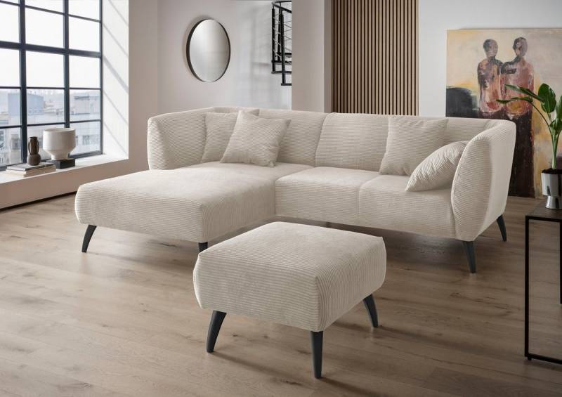 INOSIGN Ecksofa Colori L-Form, Holzfußfarbe wählbar, inkl. 4x Zierkissen von INOSIGN
