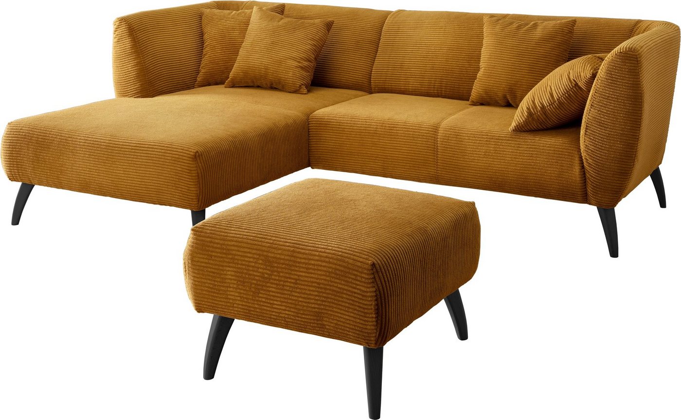 INOSIGN Ecksofa Colori L-Form, Holzfußfarbe wählbar, inkl. 4x Zierkissen, verschiedene Stoffe von INOSIGN