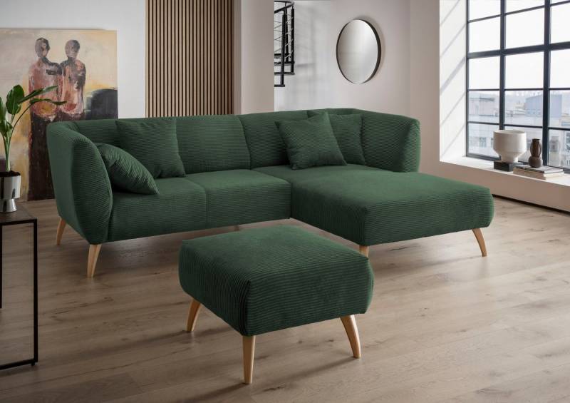 INOSIGN Ecksofa Colori Polstermöbel mit zeitlos eleganter Rückenführung. L-Form, Holzfußfarbe wählbar, inkl. 4x Zierkissen von INOSIGN