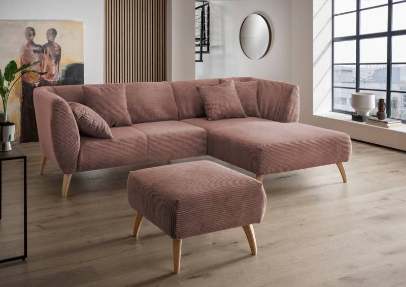 INOSIGN Ecksofa Colori Polstermöbel mit zeitlos eleganter Rückenführung. L-Form, Holzfußfarbe wählbar, inkl. 4x Zierkissen von INOSIGN