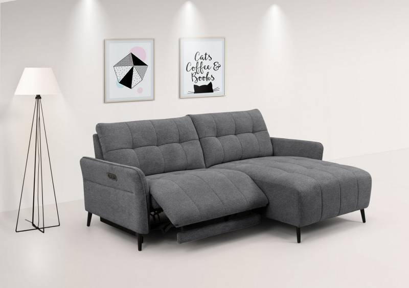 INOSIGN Ecksofa DENIO 3-Sitzer, L-Form (Breite 209cm), elektr. Relaxfunktion, USB-A/C, und Recamiere, Liegefunktion durch Recliner 105°-150° von INOSIGN