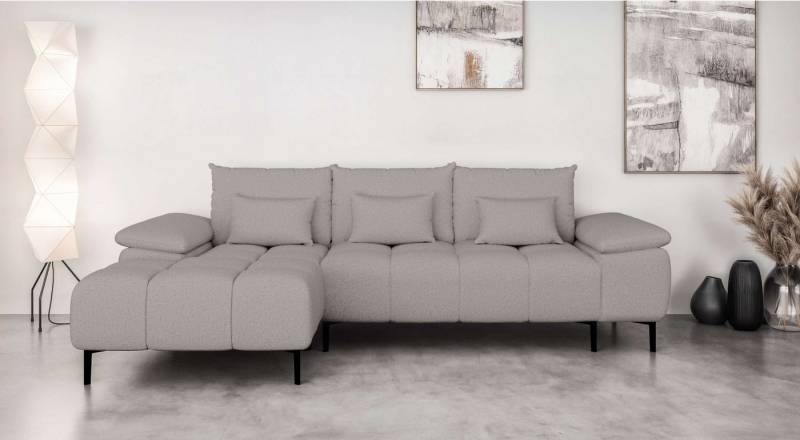 INOSIGN Ecksofa DROMARA Schlafsofa mit Bettkasten, Maße: B/T/H 277/141/91 cm, L-Form mit Recamiere rechts/links bestellbar, Wellenunterfederung von INOSIGN