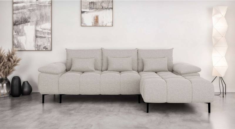 INOSIGN Ecksofa DROMARA Schlafsofa mit Bettkasten, Maße: B/T/H 277/141/91 cm, L-Form mit Recamiere rechts/links bestellbar, Wellenunterfederung von INOSIGN