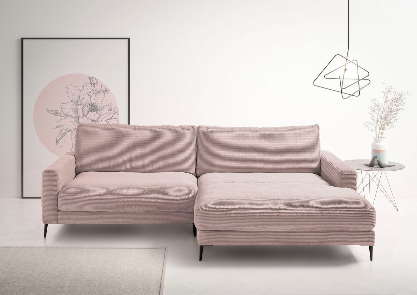 INOSIGN Ecksofa Downtown, B/T/H: 272/190/84 cm L-Form, weicher Sitzkomfort auch in Cord und Bouclé, incl. Zierkissen INOSIGN Ecksofa Downtown, B/T/H: 272/190/84 cm L-Form, weicher Sitzkomfort auch in Cord und Bouclé, incl. Zierkissen von INOSIGN