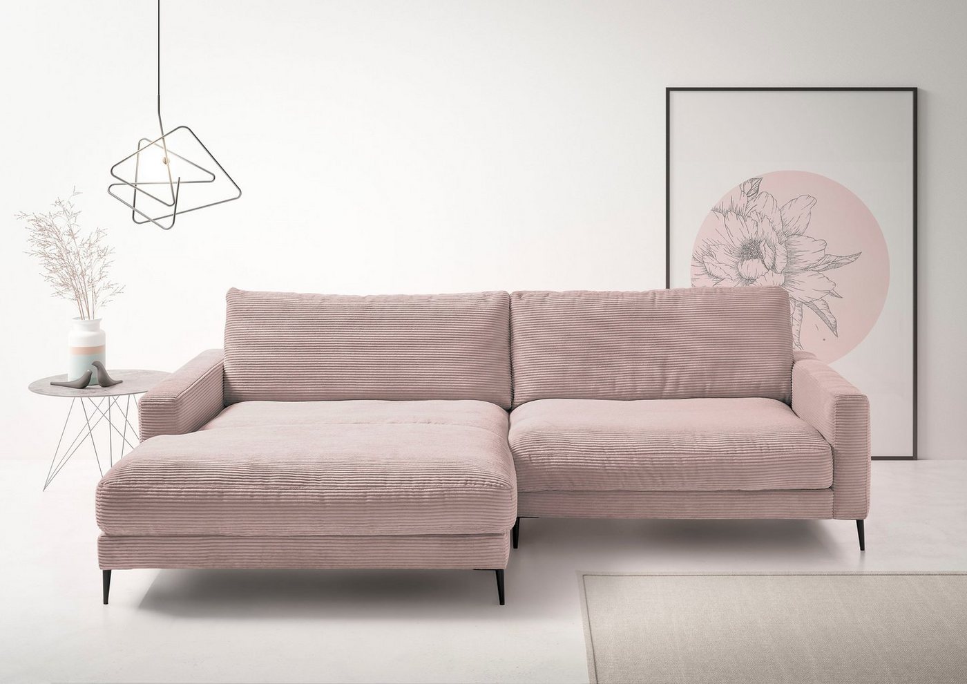 INOSIGN Ecksofa Downtown, B/T/H: 272/190/84 cm L-Form, weicher Sitzkomfort auch in Cord und Bouclé, incl. Zierkissen INOSIGN Ecksofa Downtown, B/T/H: 272/190/84 cm L-Form, weicher Sitzkomfort auch in Cord und Bouclé, incl. Zierkissen von INOSIGN