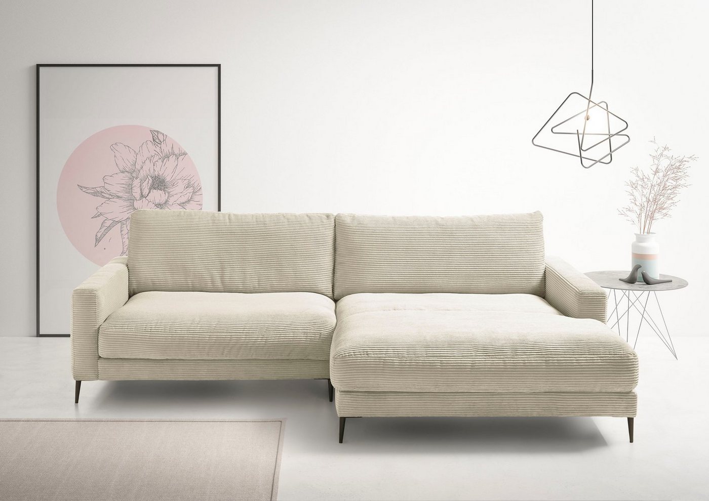 INOSIGN Ecksofa Downtown, B/T/H: 272/190/84 cm, weicher Sitzkomfort auch in Cord und Bouclé, incl. Zierkissen von INOSIGN