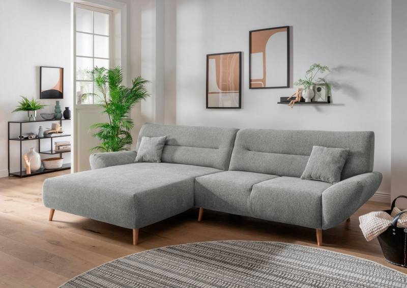 INOSIGN Ecksofa Drago, elegant und zeitlos, komfortabel, Holzfuß, L-Form, frei im Raum stellbar, inkl. 2 Zierkissen von INOSIGN
