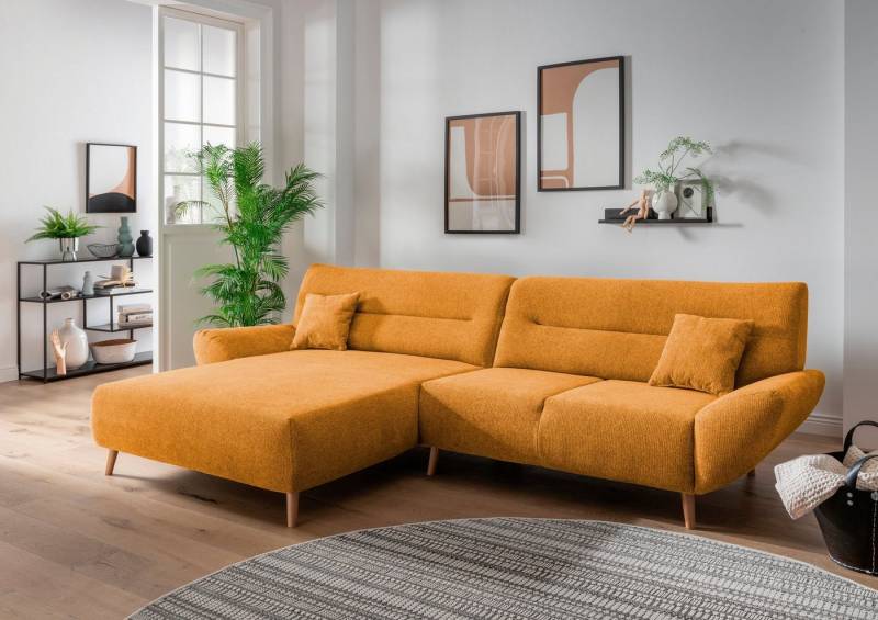 INOSIGN Ecksofa Drago, elegant und zeitlos, komfortabel, Holzfuß, L-Form, frei im Raum stellbar, inkl. 2 Zierkissen von INOSIGN