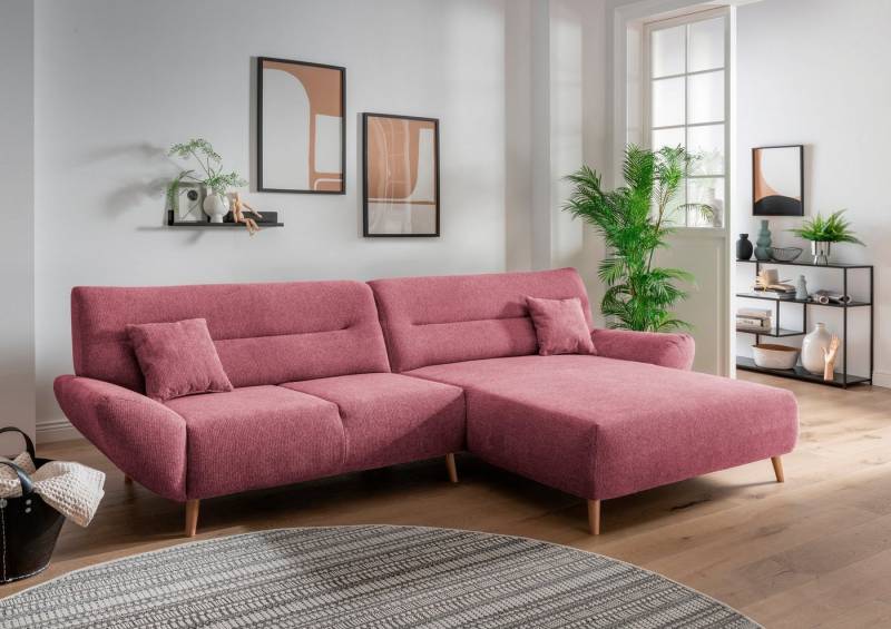INOSIGN Ecksofa Drago, elegant und zeitlos, komfortabel, Holzfuß, L-Form, frei im Raum stellbar, inkl. 2 Zierkissen von INOSIGN