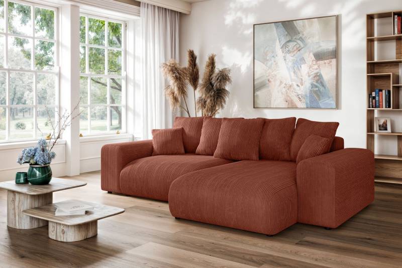 Home affaire Ecksofa LAKESIDE mit Bettfunktion und Bettkasten, B/T/H 257/166/84 cm, L-Form, Recamiere beidseitig montierbar, Wellenunterfederung von Home affaire