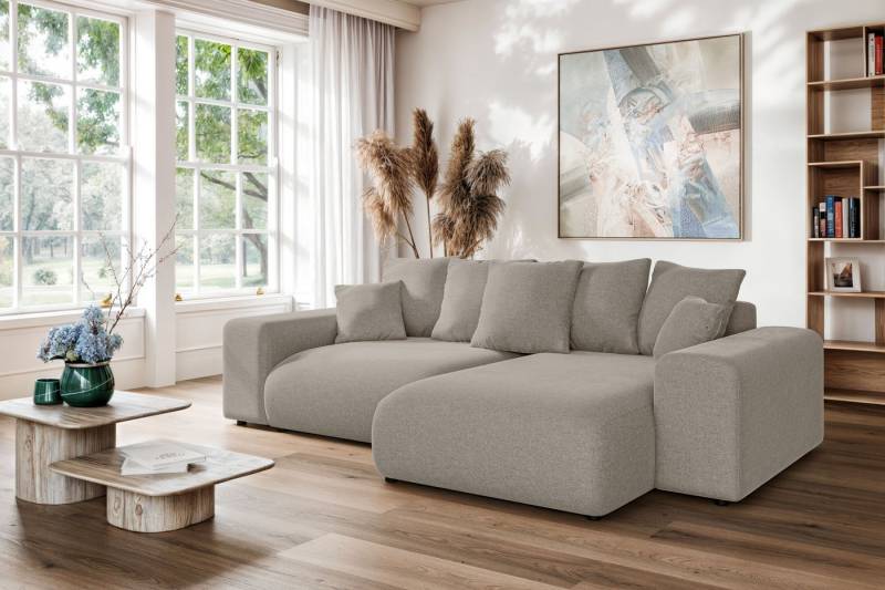 Home affaire Ecksofa LAKESIDE mit Bettfunktion und Bettkasten, B/T/H 257/166/84 cm, L-Form, Recamiere beidseitig montierbar, Wellenunterfederung von Home affaire