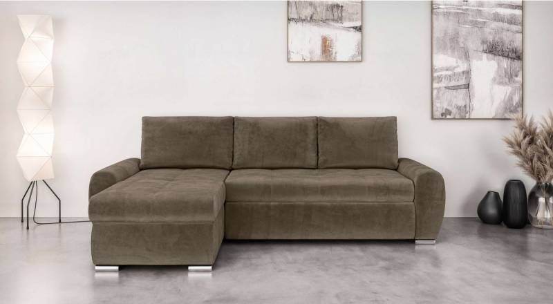 INOSIGN Ecksofa HAVERHILL Schlafsofa mit Bettkasten, Maße B/H/T: 237/89/166 cm, L-Form mit Recamiere links oder rechts bestellbar, Wellenunterfederung von INOSIGN