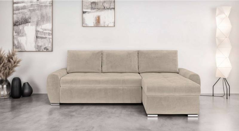 INOSIGN Ecksofa HAVERHILL Schlafsofa mit Bettkasten, Maße B/H/T: 237/89/166 cm, L-Form mit Recamiere links oder rechts bestellbar, Wellenunterfederung von INOSIGN