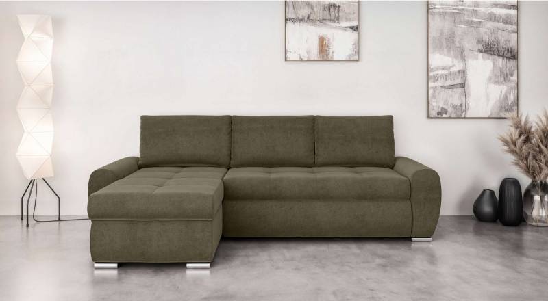 INOSIGN Ecksofa HAVERHILL Schlafsofa mit Bettkasten, Maße B/H/T: 237/89/166 cm, L-Form mit Recamiere links oder rechts bestellbar, Wellenunterfederung von INOSIGN