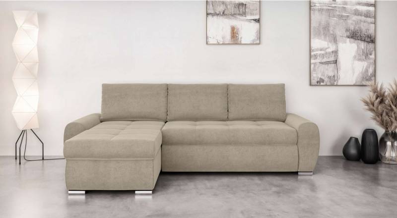 INOSIGN Ecksofa HAVERHILL Schlafsofa mit Bettkasten, Maße B/H/T: 237/89/166 cm, L-Form mit Recamiere links oder rechts bestellbar, Wellenunterfederung von INOSIGN