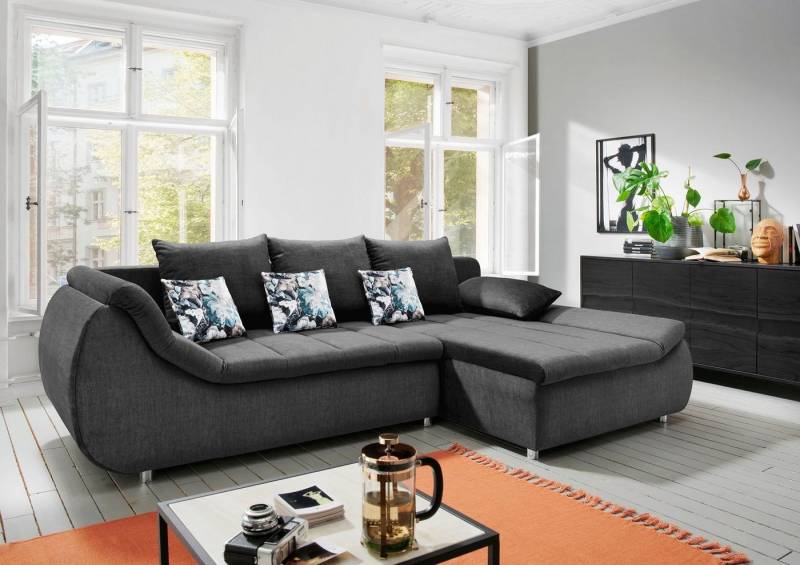 INOSIGN Ecksofa Imola elegant und modern, aktuelle Steppung im Sitz, bequem, L-Form, auch mit Bettfunktion und Bettkasten von INOSIGN