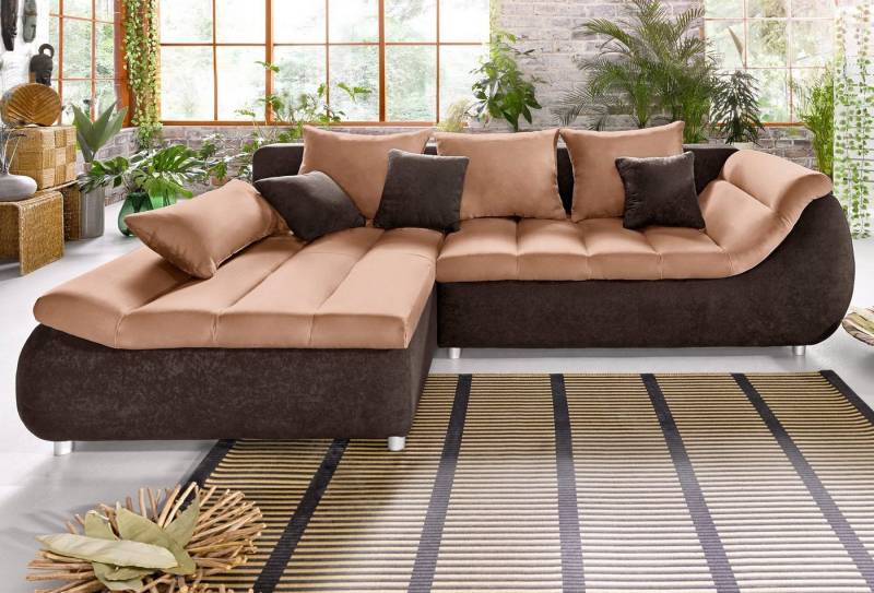 INOSIGN Ecksofa Imola modern und elegant, bequem, aktuelle Steppung im Sitz, L-Form, inkl. Bettfunktion und Bettkasten von INOSIGN